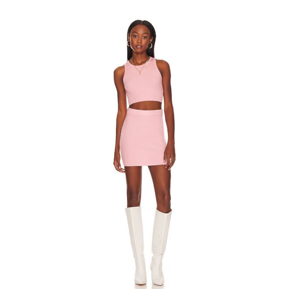 ALL THE WAYS Emily Ribbed Skirt in Pink
